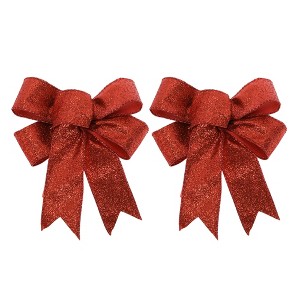 Unique Bargains Christmas Fabric Gift Bow Decoration 3.94"x4.72" 2 Pcs - 1 of 4