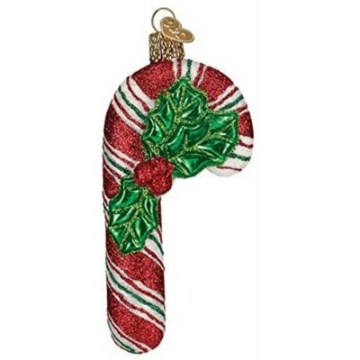 Old World Christmas Glass Blown Christmas Ornament, Glistening Candy Cane (With OWC Gift Box)