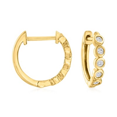 RS Pure by Ross-Simons 0.15 ct. t.w. Diamond Bezel Huggie Hoop Earrings in 14kt Yellow Gold