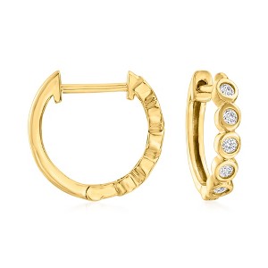Pure Collection by Ross-Simons 0.15 ct. t.w. Diamond Bezel Huggie Hoop Earrings in 14kt Yellow Gold - 1 of 4