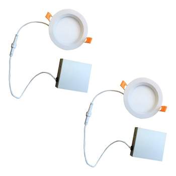 Bulbrite Set of 2 4" Ultra Slim Remodel IC LED Canless Recessed Lighting Kit