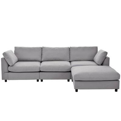 NicBex Modern 113" Sectional Sofa Modular L Shape Sofa Couch with Removable Ottoman for Living Room Apartment