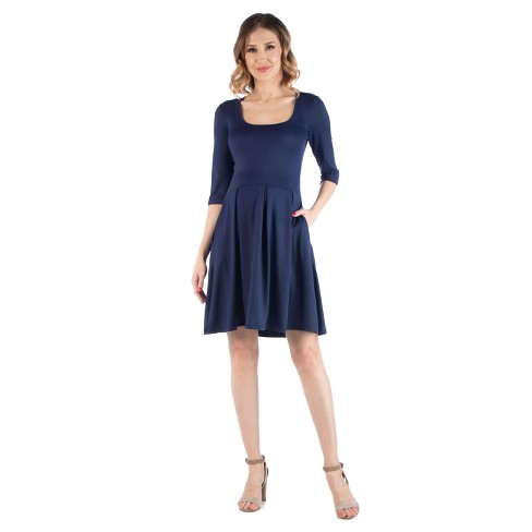 Fit And Flare Scoop Neck Maternity Dress-navy-3x : Target