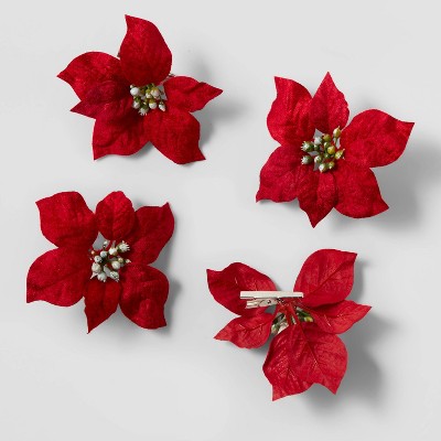 4ct Red Poinsettia Clips - Wondershop™