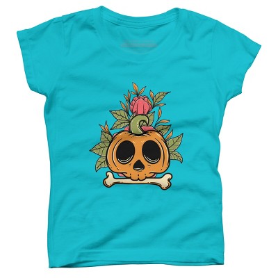 Girl's Design By Humans Halloween with Rose Illustration By rukurustudio T-Shirt