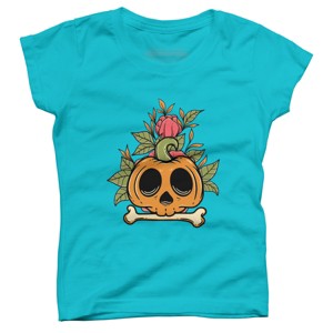 Girl's Design By Humans Halloween with Rose Illustration By rukurustudio T-Shirt - 1 of 2