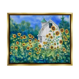 Stupell Industries Tall Sunflowers Country Barn Framed Floater Canvas Wall Art - 1 of 4