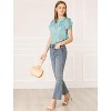 INSPIRE CHIC Women's Tulip Sleeve Choker Neck Plaid Blouse - 3 of 4