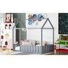 Streamdale Twin Size Wood Bed House Bed Frame With Fence, For Kids, Teens, Girl - 3 of 4