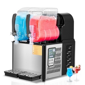 VEVOR Commercial Slushy Machine, 4Lx2 Double Tank Frozen Drink Machine, 32 Cups Stainless Steel Margarita Smoothie Frozen Drink Maker, Black - 1 of 4