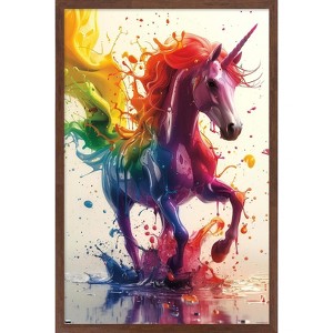 Trends International Ray Heere - Rainbow Unicorn Framed Wall Poster Prints - 1 of 4