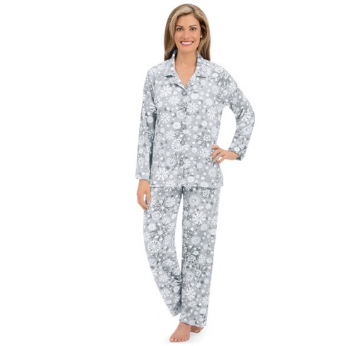 Collections Etc Comfy Soft Knit Snowflake 2-Piece Pajama Set XX-Large Gray Female - image 1 of 4