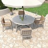 5 PCS Outdoor Dining Set, 4 Arm Chiars and 1 Square Acacia Wood Table with Umbrella Hole, Iron Frame Chairs with Foam Cushions-Coolbibila - 2 of 4