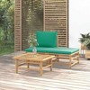 vidaXL Bamboo Patio Lounge Set - Modular Outdoor Furniture with Green Cushions, Comfortable Backrest Design, and Versatile Coffee Table - 2 of 4