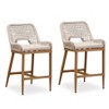 PURPLE LEAF Bar Stools Set of 2 Height Metal Bar Chairs with Back Modern Aluminum Tall Comfy Wicker Woven Boho Barstools Garden Pool Patio Outdoor - 4 of 4
