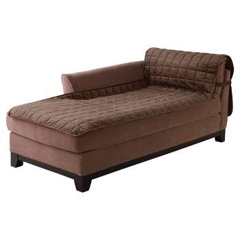 Antimicrobial Quilted Armless Chaise Furniture Protector Chocolate - Sure Fit