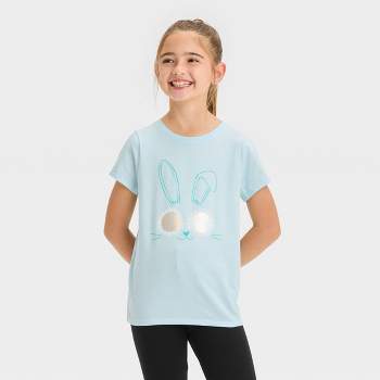 Girls' Short Sleeve 'Bunny' Graphic T-Shirt - Cat & Jack™ Light Blue