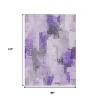 Lavender And Ivory Abstract Washable Indoor Outdoor Area Rug - 3 of 4