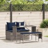 vidaXL 3 Piece Patio Dining Set with Cushions Gray Poly Rattan - 2 of 4