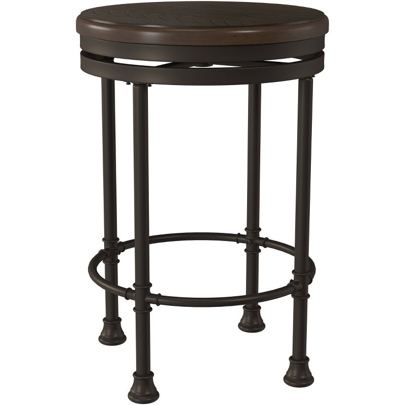 Casselberry Swivel Backless Round Counter Height Barstool Distressed Walnut/Brown - Hillsdale Furniture, 1 of 14