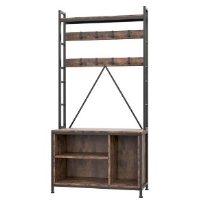 Hall Tree with Bench and Shoe Storage, 36.41" Entryway Bench with Coat Rack Freestanding, Industrial Freestanding Coat Rack with Shoe Storage - 1 of 4