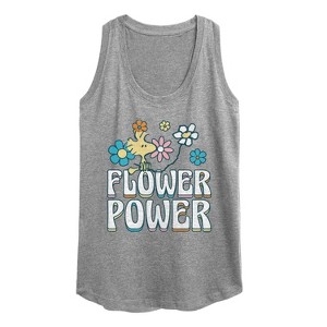Women's - Peanuts - Flower Power Graphic Racerback Tank - 1 of 4