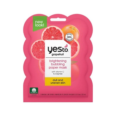Yes To Grapefruit Vitamin C Glow Boosting Bubbling Paper Single Use Face Mask - 0.67 fl oz