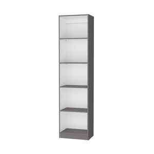Vynxaria Matt Gray and White 5-Shelf Slim Bookshelf for Contemporary Spaces - 1 of 4