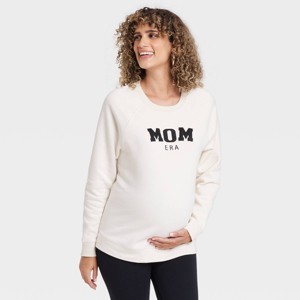 Graphic Maternity Sweatshirt - Isabel Maternity by Ingrid & Isabel™ Cream - 1 of 3