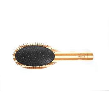 Bass Brushes Style & Detangle Hair Brush with 100% Premium Alloy Pin Pure Bamboo Handle Large Oval
