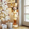 LuxenHome Lighted White and Gold Nutcracker Soldier with Scepter, Battery-Op Christmas Decor - 2 of 4