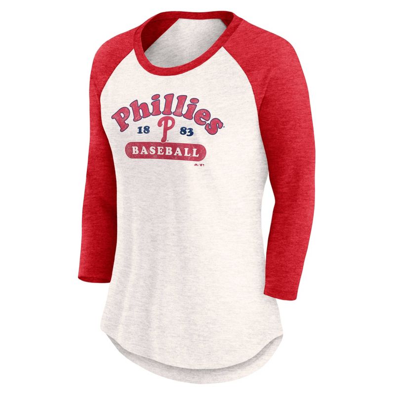 MLB Philadelphia Phillies Women&#39;s 3 Qtr Fashion T-Shirt, 2 of 4