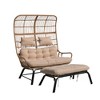 Indoor Outdoor Double Egg Chair with Ottoman Padded Cushions,Wicker Lounge Chair Deep Seating Chair with Footrests,Loveseat for Patio Porch Backyard - 2 of 4