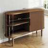 Angel Sar 55" Modern Buffet Cabinet with Curved Design, Storage Sideboard with Sliding Doors & Adjustable Shelves for Living Room, Walnut - 3 of 4