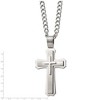 Chisel Stainless Steel Brushed and Polished Large Cross Pendant on a 24" Curb Chain Necklace - 4 of 4