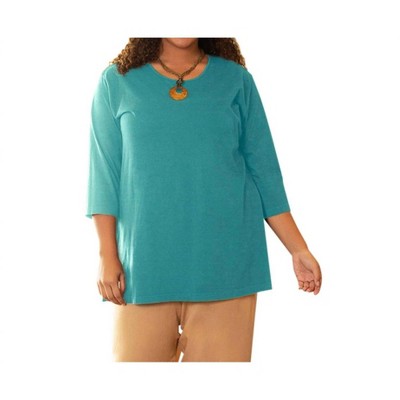 Women's Cotton U-Neck 3/4 Sleeve Tee - Plus - On The Plus Side