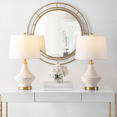 Marlowe Glam White Ceramic & Gold Accent Table Lamp Set