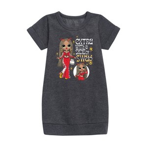- LOL Surprise! - Extra w/ a Side of Swag Graphic Short Sleeve Fleece Dress - 1 of 3