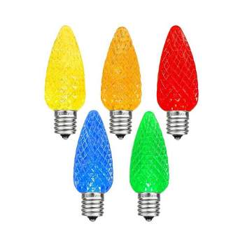 C7 LED Multicolor Christmas Replacement Bulbs, 25 Pack C7