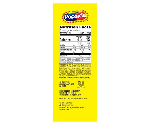 Popsicle Sugar Free Tropicals Ice Pops - 18pk