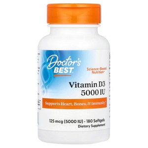 Doctor's Best Vitamin D3, 125 mcg (5,000 IU), 180 Softgels - 1 of 3