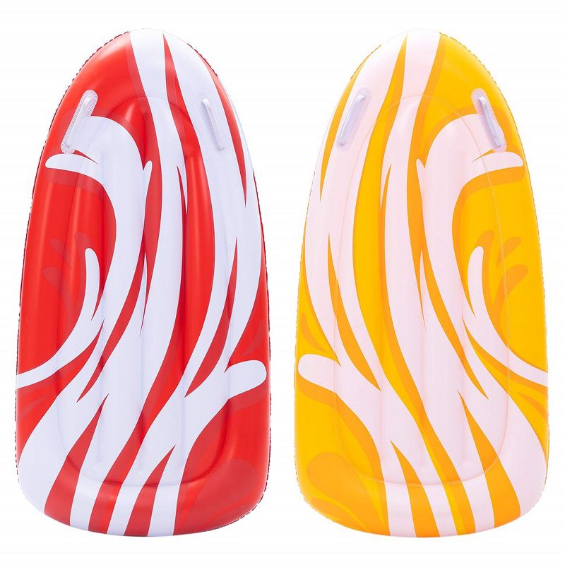 Syncfun 2 Pack Inflatable Boogie Boards for Kids Swimming Pool Floating Toys, Learn to Swim Water Boards, 2 of 9