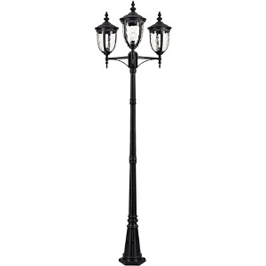 John Timberland Outdoor Light Post Street Lantern 3 Light Texturized Black 96" Clear Hammered Glass for Exterior Yard Walkway - 1 of 3