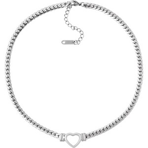 Stainless Steel Heart Choker | Chunky Valentine Christmas Gift Necklace - 1 of 4