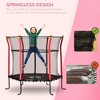 Okak 63IN Kids Trampoline with Safety Enclosure, Trampoline with Padding Frame and L-Shape Legs, Outdoor Trampolines for Garden, Patio, Red - 3 of 4