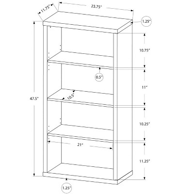 Dark Taupe Adjustable 48" Wood Bookcase