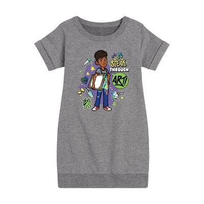 Girls' - Karma's World - Speak Through Art Graphic Short Sleeve Fleece Dress