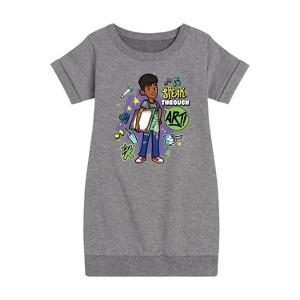Girls' - Karma's World - Speak Through Art Graphic Short Sleeve Fleece Dress - 1 of 4