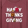 Women's - Peanuts - Happy Thanksgiving Icons Lightweight French Terry Wide Neck Long Sleeve Graphic Shirt - 2 of 4