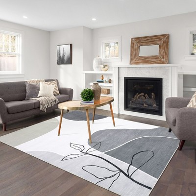 Boho Rug Modern Floral Geometric Abstract Rugs Indoor Accent Rug for Living Room Bedroom